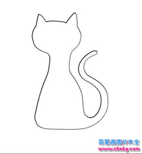 线描猫的轮廓简笔画