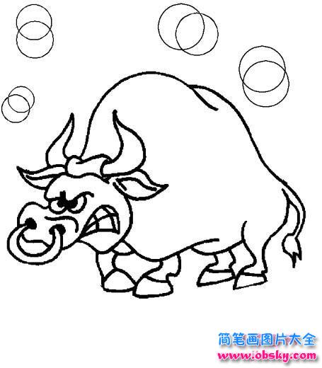 生气的公牛简笔画图片