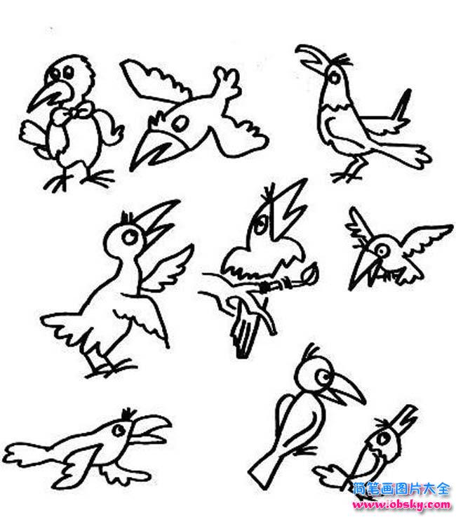 各种乌鸦简笔画图片大全