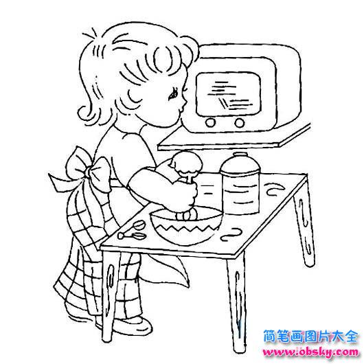 庆五一简笔画图片：爱劳动的小男孩