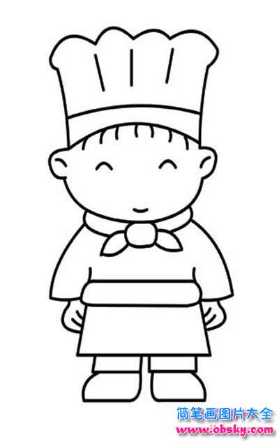 儿童可爱的小厨师简笔画图片