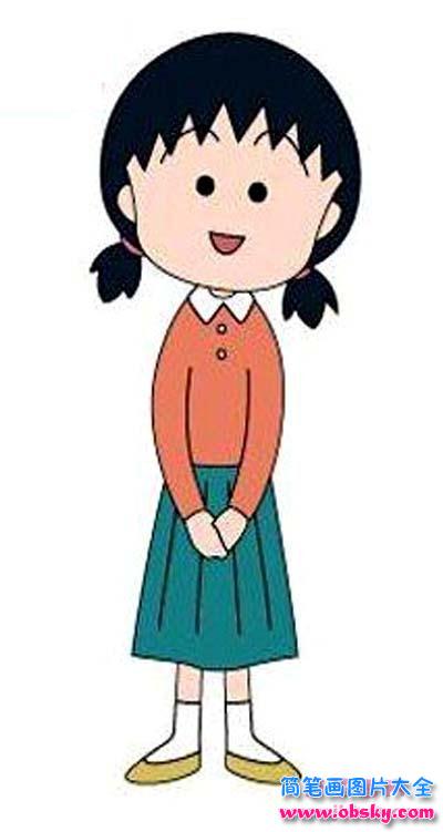 樱桃小丸子姐姐樱杏子简笔画图片