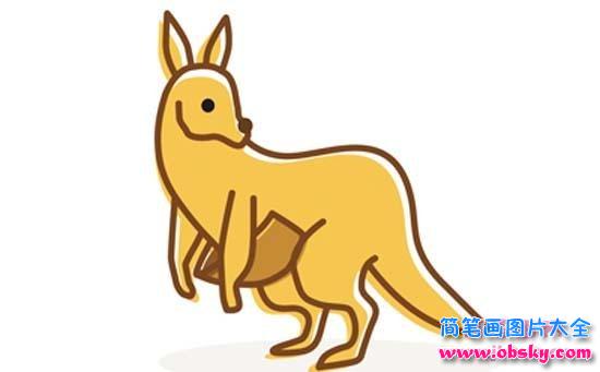 涂色袋鼠简笔画图片