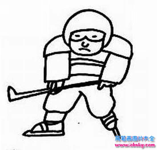 打冰球的男孩简笔画