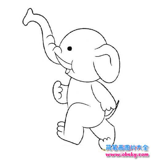 卡通小象简笔画：奔跑的小象