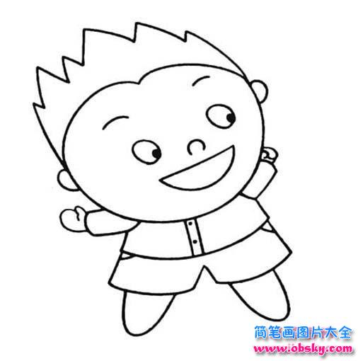 调皮的小男孩简笔画