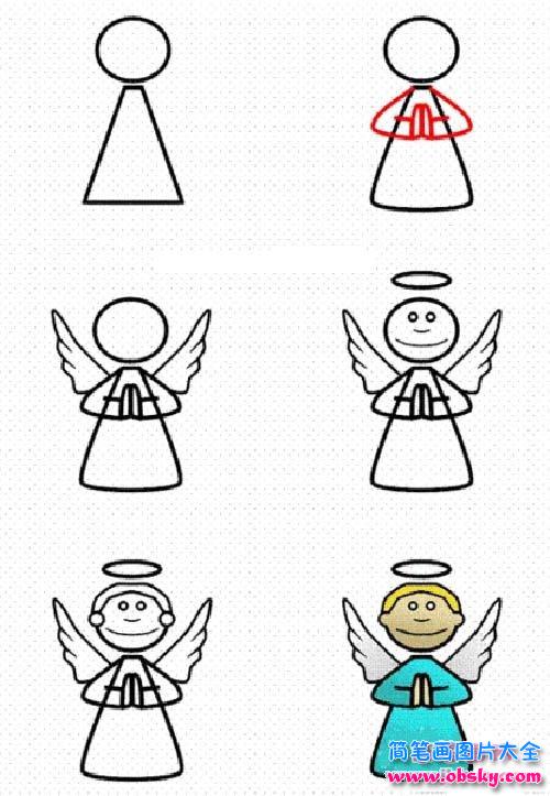 天使简笔画的画法步骤：怎么画天使