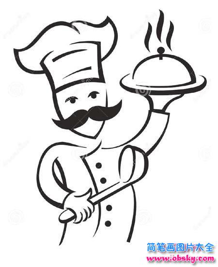幼儿西餐厨师简笔画图片
