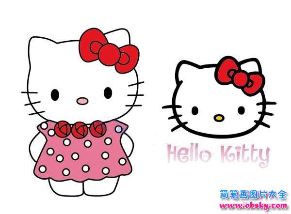 带颜色的hello kitty简笔画图片