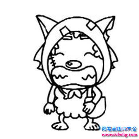 受伤的灰太狼简笔画图片