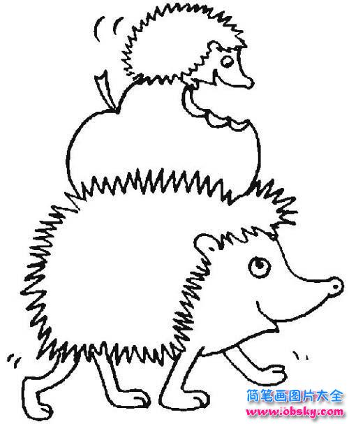 刺猬妈妈与小刺猬简笔画图片