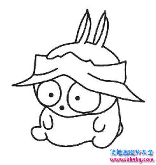瞪大眼睛的流氓兔简笔画图片