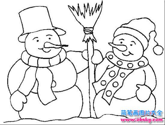 两个雪人简笔画图片大全