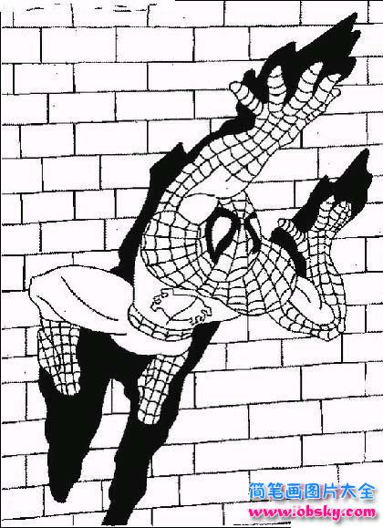 爬墙的蜘蛛侠简笔画图片