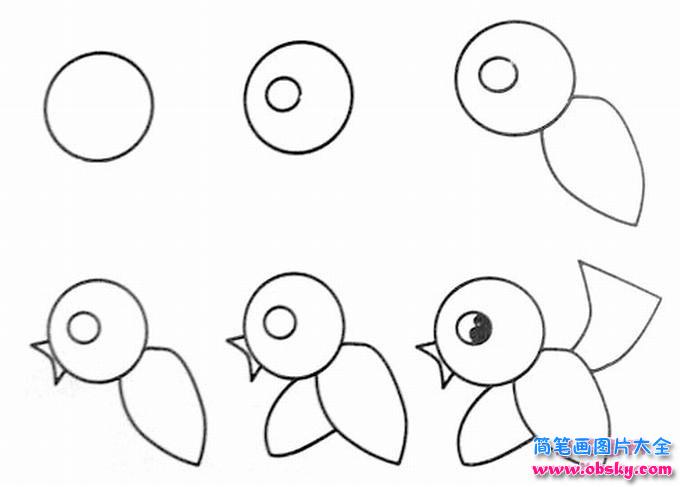 小鸟的简笔画画法