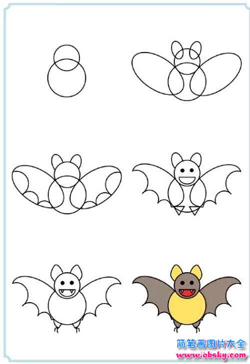 蝙蝠简笔画画法步骤：怎么画蝙蝠