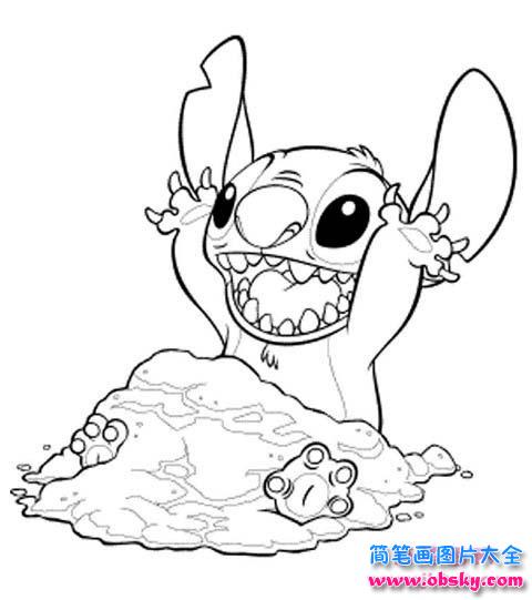 少儿史迪奇简笔画图片