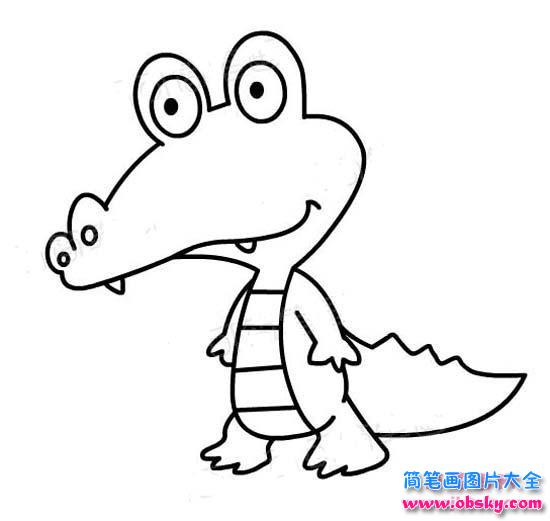 小学生卡通鳄鱼简笔画图片