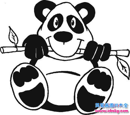 大熊猫吃竹子简笔画