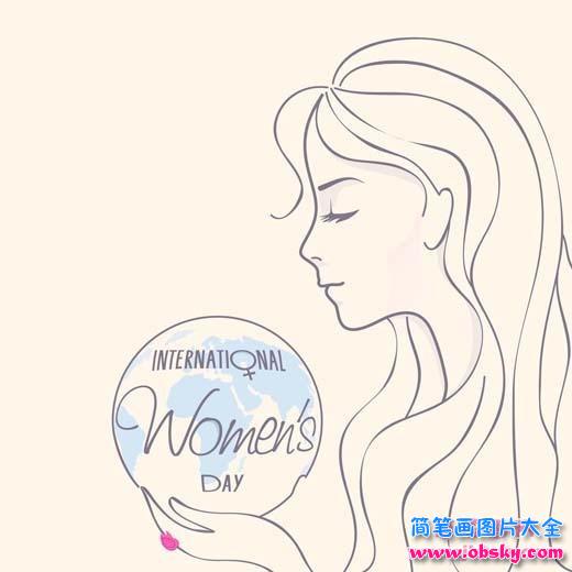 三八妇女节节日简笔画图片：美丽的妈妈