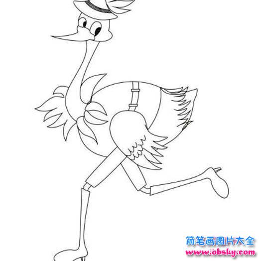 幼儿卡通鸵鸟简笔画图片