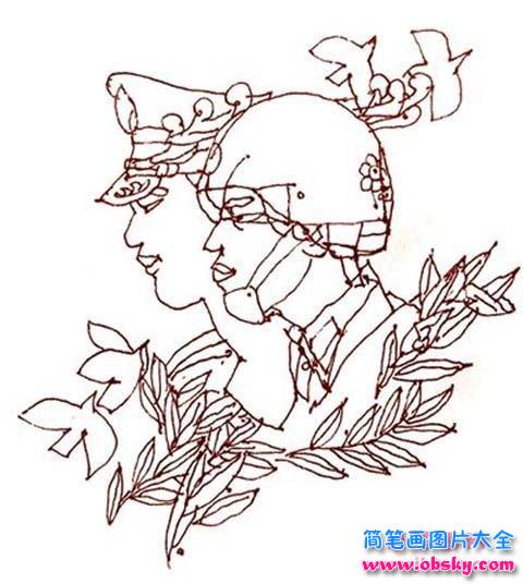 八一建军节人物简笔画图片大全:解放军战士