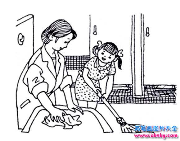 儿童关于妈妈做家务的简笔画图片