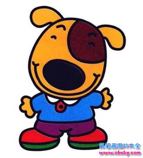 少儿彩色卡通小狗简笔画图片