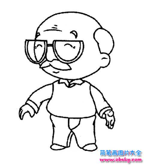 幼儿人物简笔画图片：戴老花镜的老爷爷