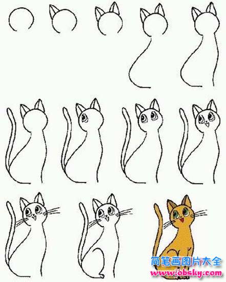 猫的简笔画画法步骤