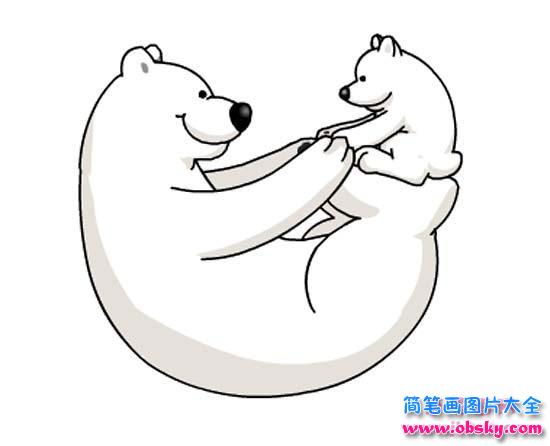 北极熊妈妈和北极熊宝宝简笔画图片