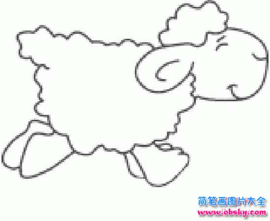 羊的简笔画:奔跑的羊