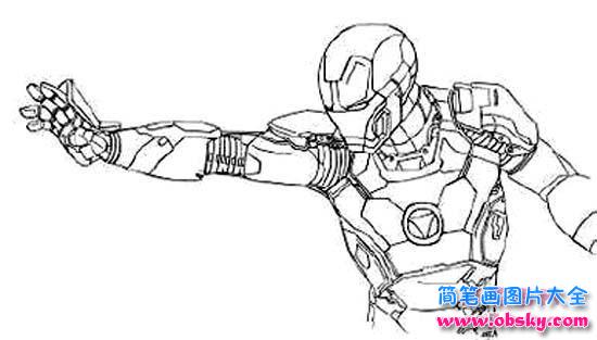 发射掌心炮的钢铁侠简笔画图片