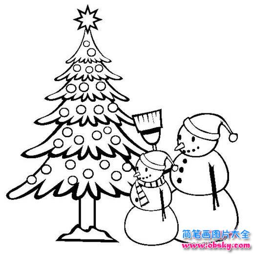 儿童可爱的圣诞节雪人简笔画图片