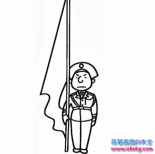 幼儿国庆节人物简笔画图片：国旗手