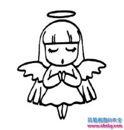 天使女孩简笔画图片