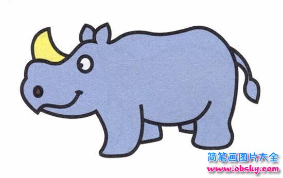 儿童关于上色的犀牛简笔画图片