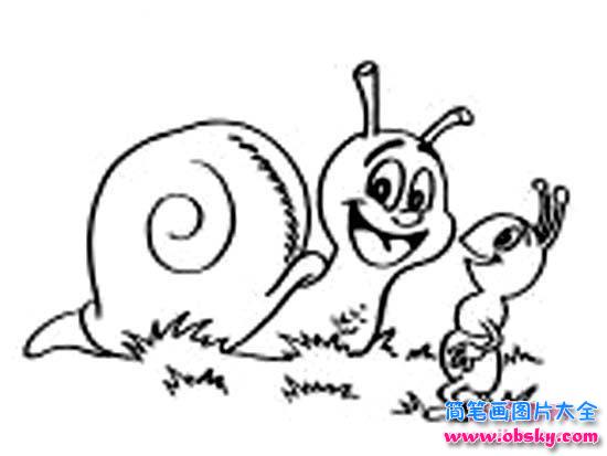 儿童卡通简笔画大全：蜗牛与蚂蚁