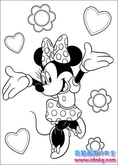 幼儿漂亮的米妮老鼠简笔画图片