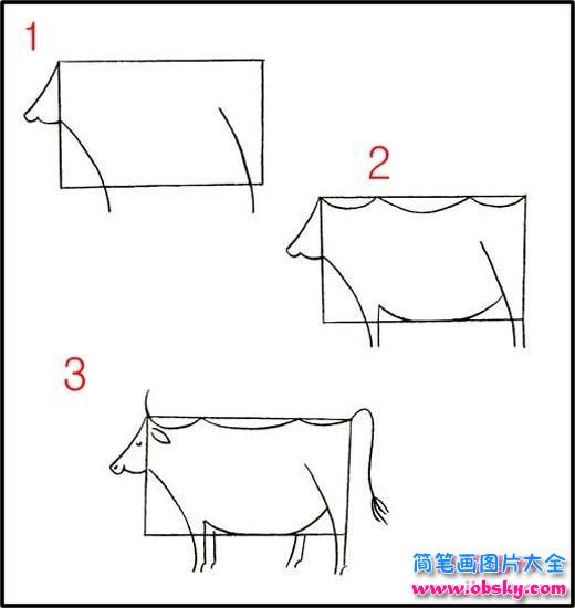 牛的简笔画画法步骤