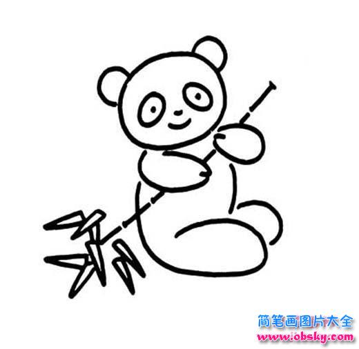 熊猫简笔画：玩竹子的熊猫