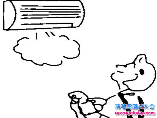 男孩出门关空调场景简笔画图片