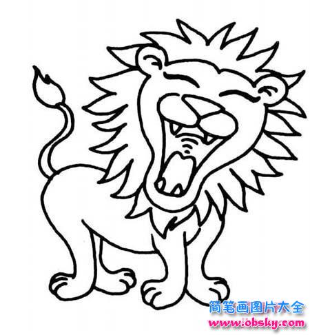 大笑的卡通形象狮子简笔画