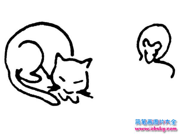 儿童简笔画:猫和老鼠