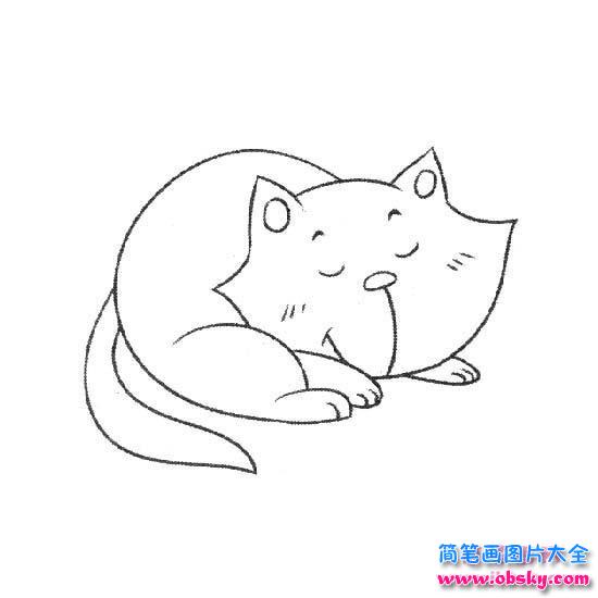 睡懒觉的猫简笔画