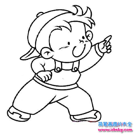 淘气的小男孩简笔画