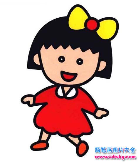 幼儿带颜色的樱桃小丸子简笔画图片