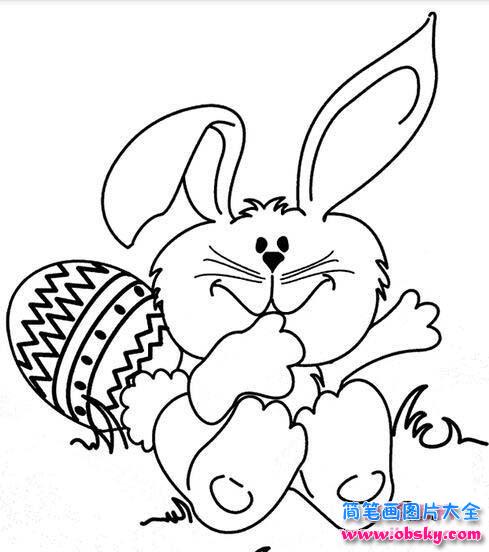 少儿复活节简笔画图片：兔子与彩蛋