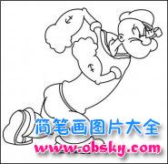 小学生大力水手简笔画图片