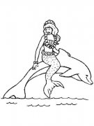 美人鱼故事简笔画：美人鱼和海豚